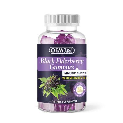 China Hot Selling Immune Private Label Kids Vitamin Supplements Organic Black Elderberry Gummies for sale