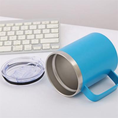 China Sustainable MOQ 50pcs Custom Copy Insulated 12oz 304 Stainless Steel Tea Coffee Travel Mug With Handle for sale