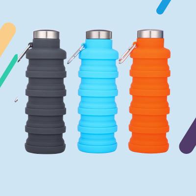 China 500ml Fitness Water Cup Portable Outdoor Silicone Viable Water Bottle Silicone Collapsible Collapsible Sports Bottle for sale