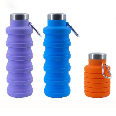 China Wholesale BPA Free Expandable Collapsible Water Bottle Travel Viable Outdoor Sports Drink Silicone Collapsible Water Bottle for sale