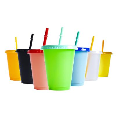 China 16oz Food Grade PP Disposable Multi Color Coffee Cups Color Changing Plastic Cup For Milk for sale