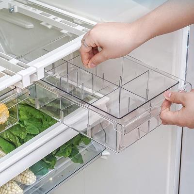 China Freshness Preservation Pull Out Slide Drawer Divide Fridge Storage Shelf Holder Organizer Box Bin With Handle for sale