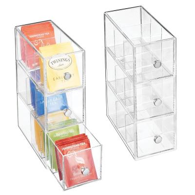 China Storage Pantry Cabinet Tea Sugar Coffee Bag Countertop Storage Organizer With 3 Drawers for sale