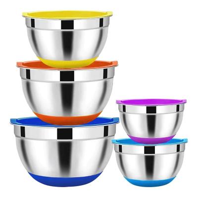 China Sustainable Mixing Bowls For Baking With Airtight Lids, 6-Piece Stainless Steel Metal Bowls By Umite Chef for sale