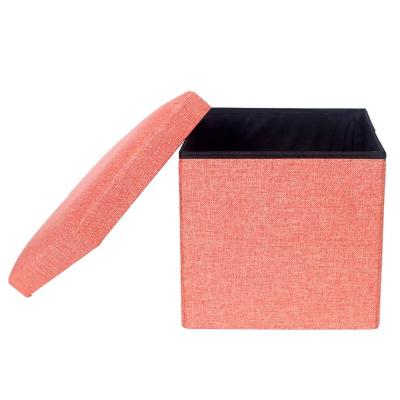 China Sustainable Cube Ottoman Velvet Padded Furniture Cartons Folding Storage Stool Seat Storage Stool With Lid for sale