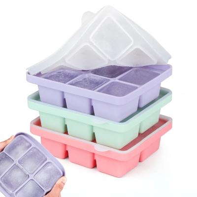 China Viable 3 Packs 18 Cube Silicone Ice Cube Tray With Lid Ice Ball Maker Molds for sale