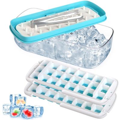 China Sustainable 2*24 Ice Cube Tray With Lid Ice Maker For Freezer With Bin For Kitchen for sale