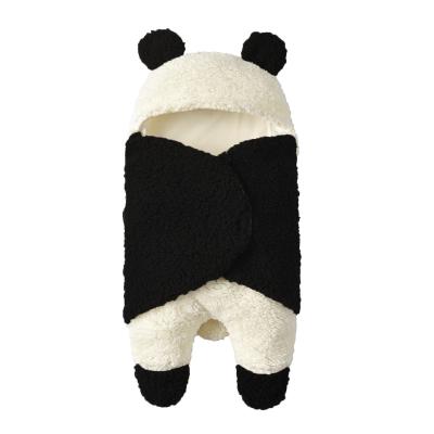 China Spandex/Cotton Winter Plush Unisex Newborn Soft Sleeping Bag Panda Animal Shape Split Swaddling Cute for sale