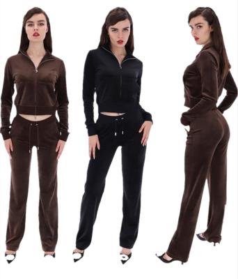 China 2022 Breathable Velvet Jogger Set Reflective Women Ladies Suit Velvet Tracksuits For Women Velvet 2 Piece Set for sale