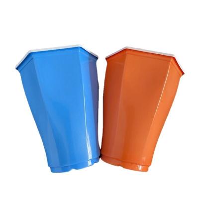 China Beverage Party Bar Pool Color Beer Hexagonal Table Tennis Game Cup Double Color Plastic Drinking Cup With Ping Pong for sale