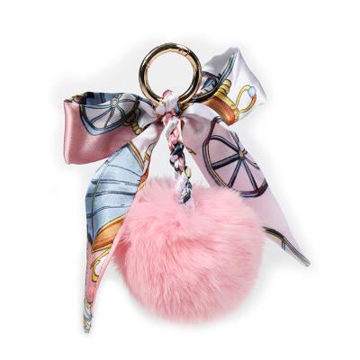 China Polyester Wholesale Hot Sale Fluffy Ball Accessories With Bow Ribbon For Decorative Pendant for sale