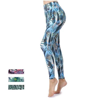 China Custom Color Elastic Sewing Patterned Yoga Pants Active Stretch For Women for sale