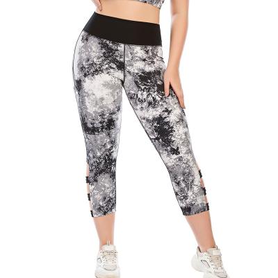 China Printed Tie Dye Workout Pants Yoga Leggings High Elastic For Fat Women for sale