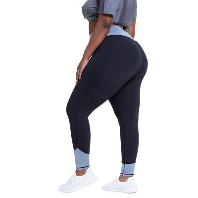 China L - 4XL Solid Plus Size Yoga Pants High Waist Splicing Yoga Workout Leggings for sale