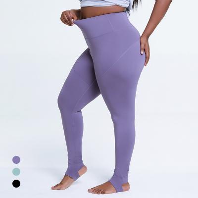 China Over Waist Plus Size Yoga Pants 80% Polyester Solid Tummy Control Sports Leggings for sale