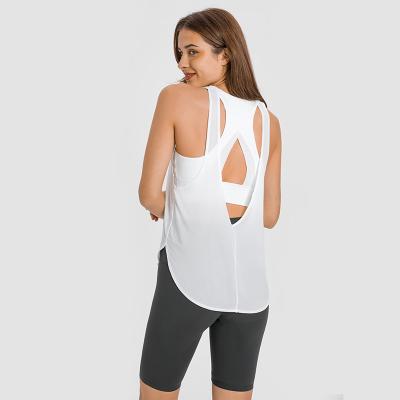 China Las camisetas sin mangas de las mujeres ligeras de la yoga de la sensación del hielo de nylon flojamente con el sujetador en venta