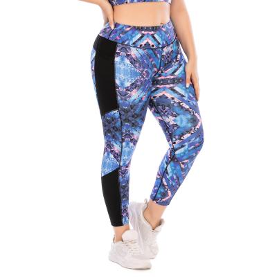 China Polyester Women's High Waist Yoga Leggings / Workout Pants With Side Pocket for sale