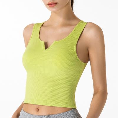 China Top de funcionamiento del chaleco de la yoga del algodón del ODM de las camisetas sin mangas del entrenamiento con cuello de pico de la aptitud para las mujeres en venta