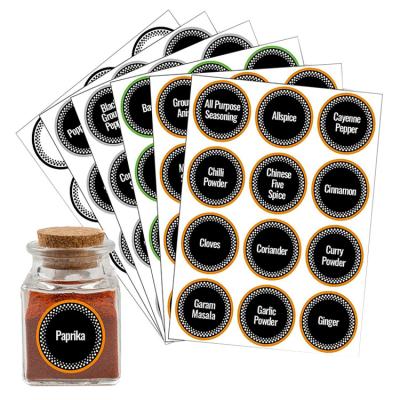 China Waterproof Custom Self Adhesive Waterproof Spice Jar Labels Kitchen Round Spice Bottle Packaging Labels for sale