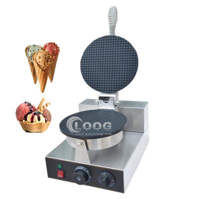 China Adjustable Hot Selling Thermostat Stainless Steel Commercial Waffle Cone Maker Machine Single Ice Cream Waffle Iron For Sale for sale