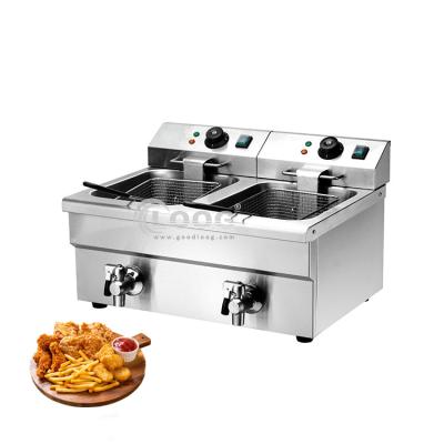 China Restaurant Series Deep Fryer Professional Commercial Deep Fryer Double Tank With Drain for sale