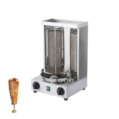 China Baking Popular Meat Hotel Kitchen Equipment Suppliers 2 Burners Shawarma Grill LPG Gas Mini Kebab Making Machine Price for sale