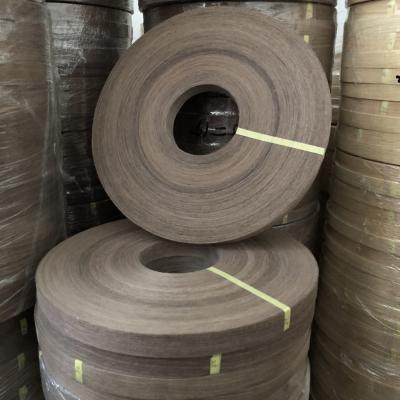 China Customized Edge Sealing Strip Natural Veneer Black Walnut White Oak Leather Covered Edge Sealing 0.5mm Wood Edge Banding for sale