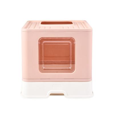 China Factory Self Cleaning Cat Litter Box Toilet Foldable Closed Drawer Portable Waterproof Splash-proof ABS Folding for sale