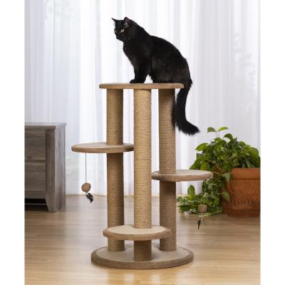 China Turmjutefaser 37inch Cat Tree Scratching Post wickelte multi Plattform Cat Climbing Frame ein zu verkaufen