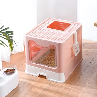 China ABS Draagbare Opvouwbare Hoogste Ingang Cat Litter Box 5L met Deur Te koop