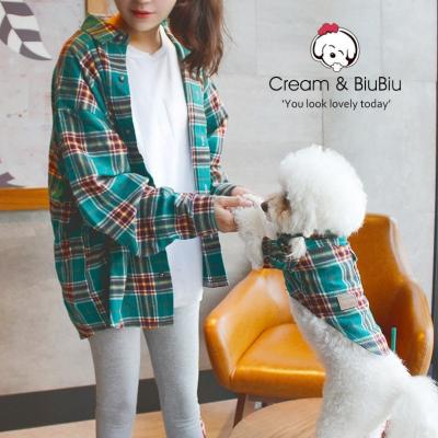 China Unisex- Knappe Plaid Gestreepte de Eigenaar Vastgestelde T-shirt van het Aanpassingshuisdier Te koop