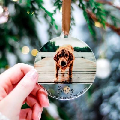 China handcrafted van het de Foto de Herdenkingsornament van het Kerstmishuisdier UVdruk Te koop