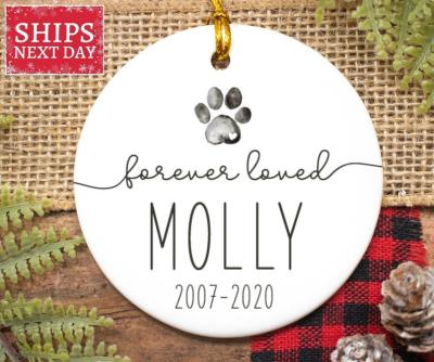 China Forever Loved Paw Print Memorial Ornament Decoration With Name Date for sale