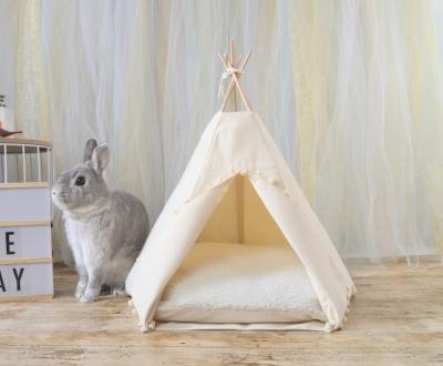 China Eco Bohemian Ivory Hedgehog Bed Rabbit Bunny House With Removable Cusion for sale