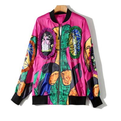 China LIKE Women Breathable Spring And Autumn Plus Size Baseball Jacket Printed Bomber Jacket for sale