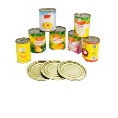 China Non Spill Tinplate 73 Mm Canned Yellow Peach With Gold Tin Bottom Lids for sale