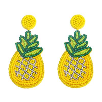 China 2022 Cute Bohemia Pineapple Sead Bead Earrings Bottle Custom Beaded Handmade Drop Earrings for sale