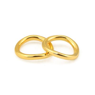 China New Minimalist True Frosty Temperament Golden Glossy Circle Ring Brass 18K FASHIONABLE Gold Ring Female for sale