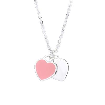 China Fashion Simple Landy Heart Drop Oil Enamel Necklace Heart Shape Personalized Three-color Soft Necklace for sale