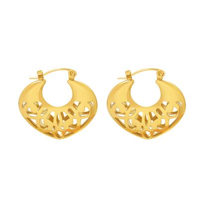 China LANDY 2021 New Trendy Fashion Peach Heart Earrings Hollow Out Personalized Earrings for sale