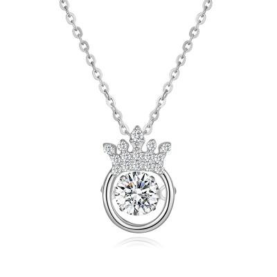 China Fashion Crown Heartbeat Heartbeat Smart Pendant With Chain Silver Silver Pendant Jewelry S925 Sterling Trendy Ornaments for sale