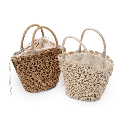 China Wholesale Hot Selling Handmade Paper Rope Woven Viable Customize Mesh Paper Rope Storage Basket for sale