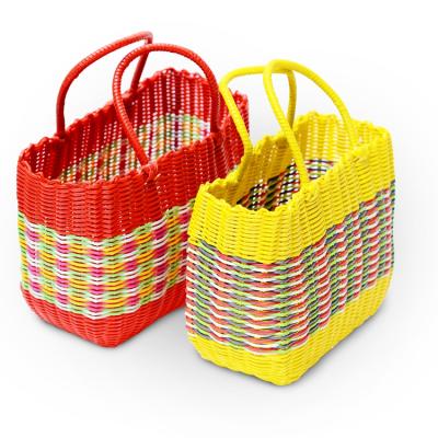 China Sustainable Household Storage Plastic Basket For Kitchen Storage , PP Woven Basket With Handles for sale