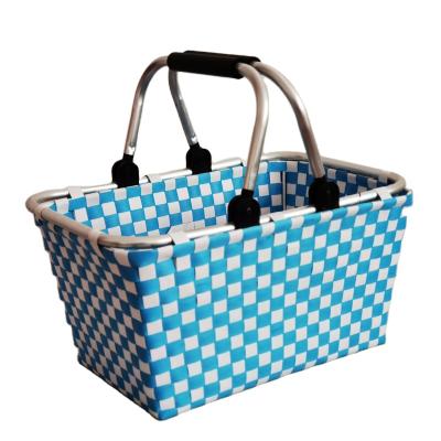 China Sustainable Eco-Friendly Multifunctional Storage Basket Plastic Picnic Basket For Foldable Handles for sale