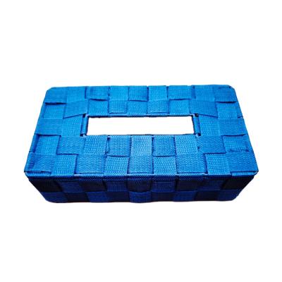 China Sustainable Woven Rectangular Tissue Box Lid Storage Basket With Lid for sale