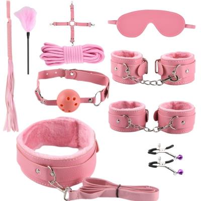 China Sexy Bondage Fun Flirting Adult Games 10 Piece Fetish Woman Bondage Leather Set Couples BDsm Bed Fun Increase Passion Bondage Set for sale