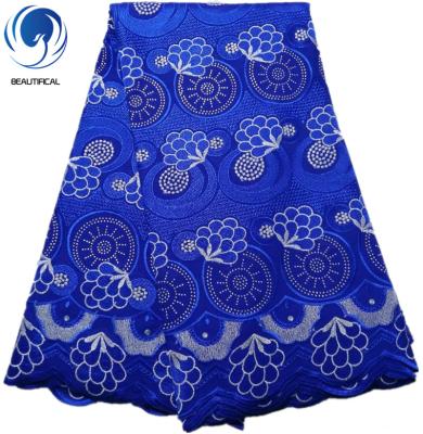 China Beautifical Embroidery Lace Fabrics Sustainable Nigerian Swiss Blue Dry Lace African Swiss ML2R139 for sale