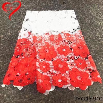 China Hot Selling Style Water Soluble Beaded Wholesale Summer Fashion Rope Guipure Lace Beaded Guipure Beaded Guipure Lace Fabrics JYG159 for sale