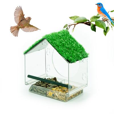 China Custom PC Biodegradable UV Interior Clear View Home Patent Stocked Eco-Friendly Plastic With Suction Cups Window Bird Feeder Outside for sale