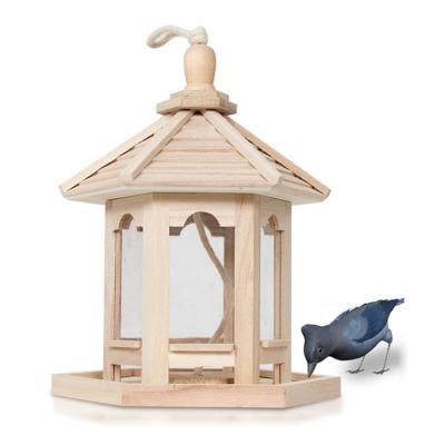 China Manufacturer Professional Stocked Houseshape Wooden Hanging Bird Feeder for sale